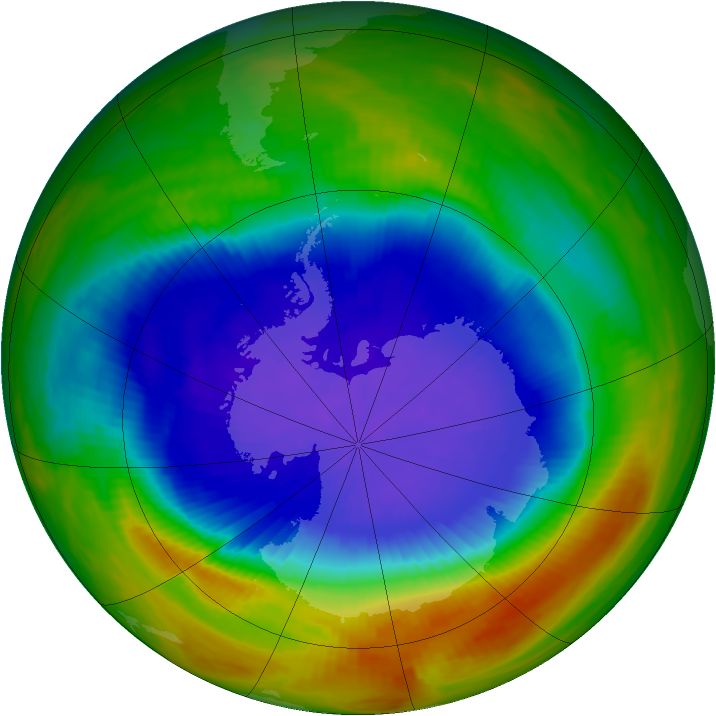 Antarctic ozone map for 11 October 1989